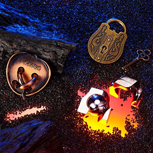 Sumind 3 Pieces 3D Metal Brain Teaser Puzzles Games