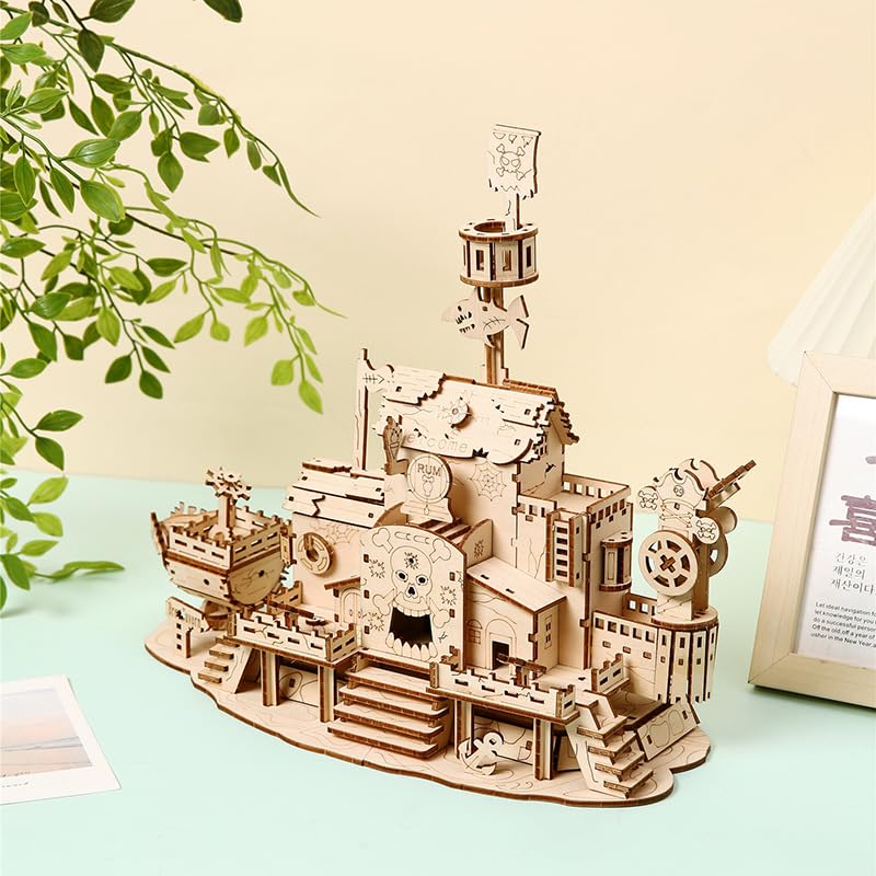 3D Wooden Puzzle 220 Pieces Pirate Tavern Architectural Model Kit - style: Pirate Tavern