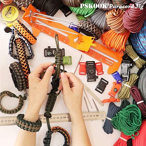 PSKOOK Paracord Bracelet Jig Kit, Adjustable Length Weaving DIY Craft Maker Tool, Lacing Needles and Smoothing Tool 6 Pack (FID with Marlin Spike) - color: *Army Green+SIX-PIECE