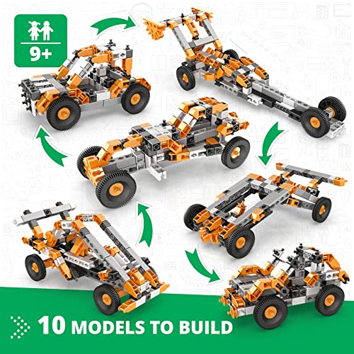 Engino: Discovering STEM - How Cars Work: Technology of Machines - 10 Model Toy Vehicle Brick Building Set, Snap-Fit Construction, Experiment, Kids 9+ - style: How Cars Work