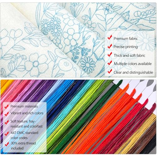 Zhenqing Halloween Ghost Embroidery Kit for Beginners, Cute Boo Needlework Kit with Pre-Printed Cotton Fabric, 20cm Hoop, Threads & Tools, Spooky DIY Wall Decor (C0117) - style: Halloween Ghost