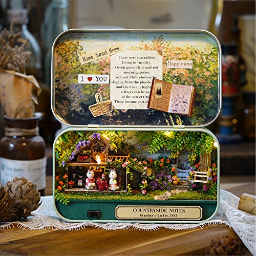 MAGQOO 3D Wooden Dollhouse Miniature DIY Doll House Kit with Furniture,1:100 DIY Box Theater Kit (Countryside Notes) - color: Countryside Notes