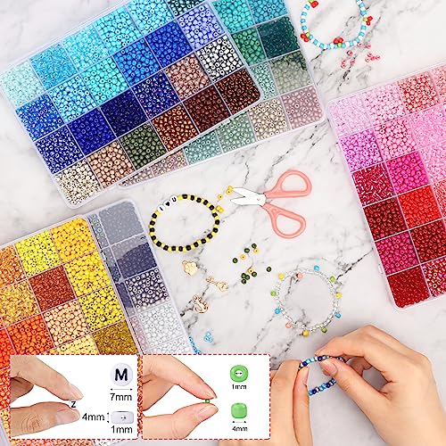 Quefe120 Colors 5600pcs 4mm Glass Seed Beads Kit Friendship Bracelet Kit - size: 4mm-15600pcs
