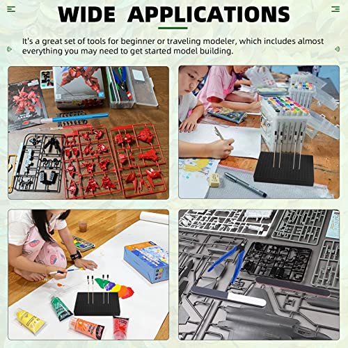 Keadic 37Pcs Model Tool Paint Kit Includes Professional Model Basic Tools, Painting Stand Base Holder and Alligator Clip Sticks Modeling Tools for Airbrush Hobby Model Building Parts Assemble