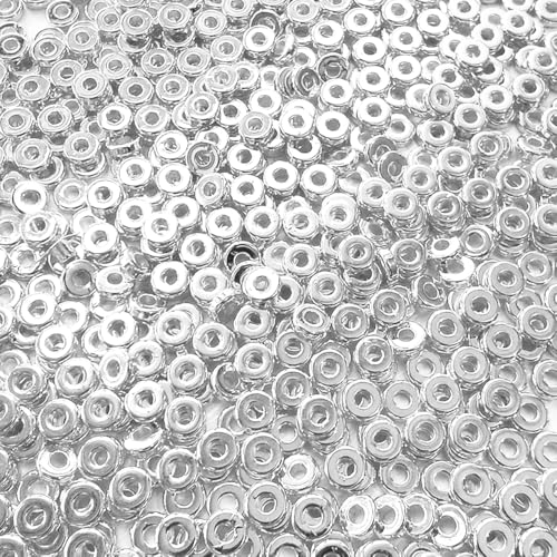 6mm Flat Round Spacer Beads, Clay Beads for Bracelets Making Kit, Heishi Polymer Flat Disc Spacer Beads for Jewelry Making, Clay Beads for Jewelry Making Gold Beads Silver (3000pcs) - color: 3000pcs