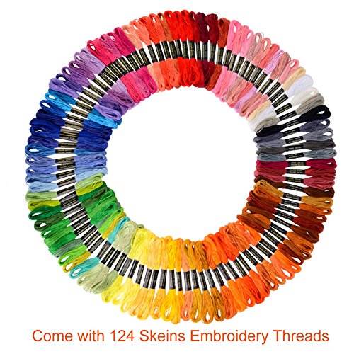 Paxcoo 124 Skeins Embroidery Floss Cross Stitch Thread with Needles - color: 124 Colors