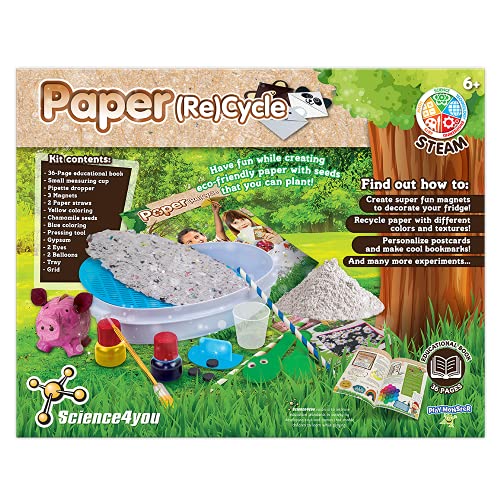 PlayMonster Science4you - Paper Re(Cycle) - 12 Eco-Friendly Experiments About Recycling - Fun, Education Activity for Kids Ages 6+