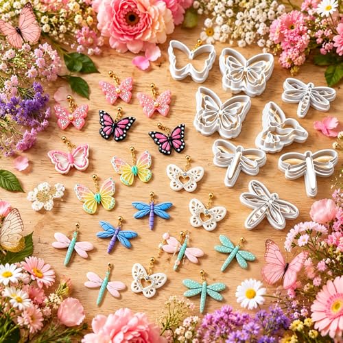 10PCS Butterfly Dragonfly Hummingbird Clay Cutters for Jewelry - color: Butterfly & Dragonfly