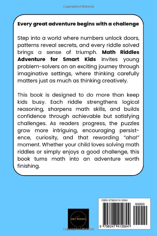 Math Riddles Adventure for Smart Kids: 100 Fun Large Print Logic Puzzles & Brain Teasers for Kids Ages 8–10, STEM Math Activities with Answers and Clear Explanations