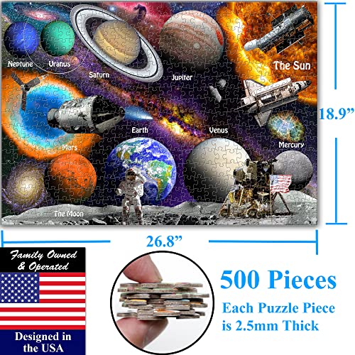 Think2Master Solar System & Space Exploration 500 Pieces with Very Large Pieces Jigsaw Puzzle 13+, Teens, Adults & Families. Great Gift for stimulating Learning About Astronomy. Size: 26.8” X 18.9” - style: Solar System & Space Exploration