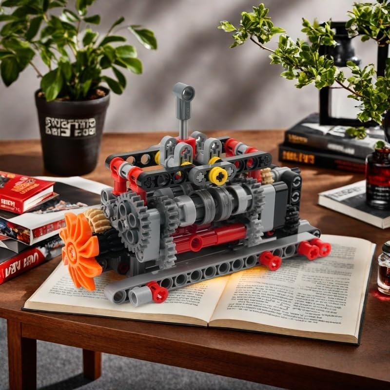 MOC Vehicle Powertrain Bundle – 6-Speed Manual Transmission with Differential & Drive Motor Set, DIY Mechanical Building Block Kit for Cars, STEM Engineering Projects (3PCS Set)