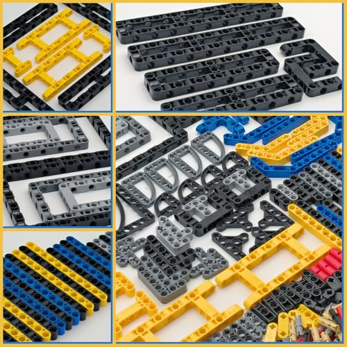 500 Pcs Technical Parts Bricks Set- Classic Frame Steering Beam Axles Connectors and Pins Building Blocks Accessories Compatible with Major Brands Tech Bricks