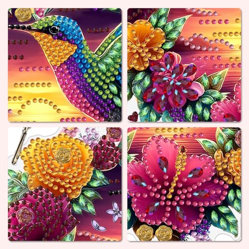MXJSUA Flowers Hummingbird Diamond Art Hanging Kits for Adults Beginners, Crystal Diamond Suncatchers, Special Shape Diamond Painting Pendant Window Ornament Gifts for Home Garden Door Wall Decor - color: Animal-02