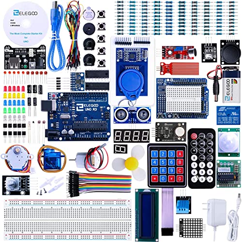 ELEGOO UNO R3 Project Most Complete Starter Kit Upgraded 37 in 1 Sensor Modules Kit 120pcs Multicolored Dupont Wire