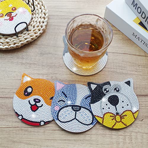 Vcekract 6 Pcs Dog Diamond Art Coasters Kit for Adults - color: Dog Coasters