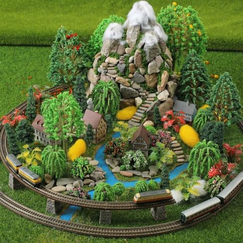 Sureio 60 Pcs Model Trees 0.55-5.5 Inch Mini Mixed Trees Diorama Supplies