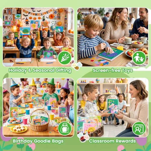 JoyCat 24 Pack Animal Poke Art Party Favors, Mess-free Craft Kits Ages 4-8