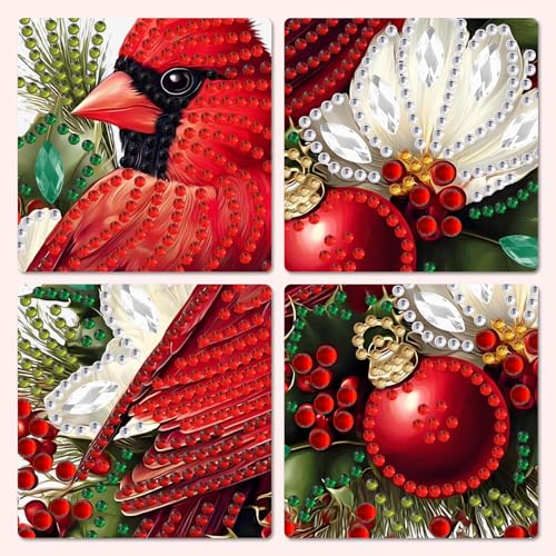 MXJSUA Christmas Cardinal Special Shaped Hanging Diamond Painting Art Kits for Adults, Crystal Rhinestone Acrylic Gem Art Pendant Ornaments Kit for Home Decor and Gift 7.87 * 7.87 Inch - color: Christmas-13
