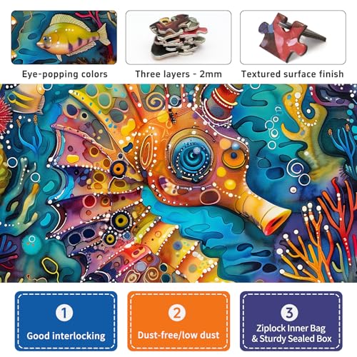 1000 Piece Jigsaw Puzzle for Adults, Seahorse Puzzle - color: Seahorse Symphony