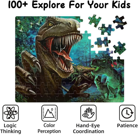Puzzles for Kids 60 Piece Jigsaw Puzzles Ages 4-6 Wood Puzzles in a Metal Box Dinosaur Ages 8-10 Great Gifts for Girls and Boys (SI-YGTA-BM2F) (U7-8BXE-L0CM) - color: U7-8bxe-l0cm