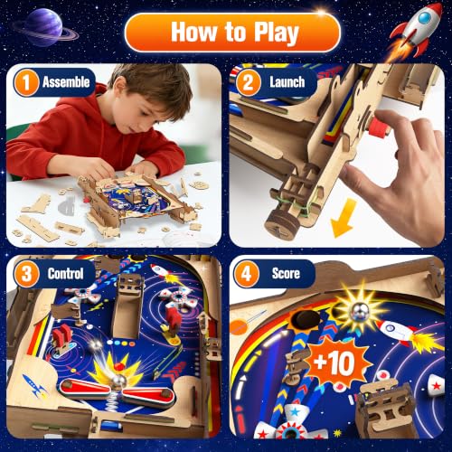 GobiDex DIY Pinball Machine Kit for Kids, Build Your Own Arcade Game