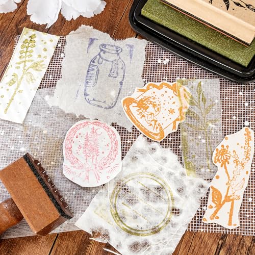 Mayplous 2 Packs Beige Aesthetic Textured Scrapbook Paper Set, Decorative Mesh Fabric & Mixed Material Sheets for Junk Journal, Planner, Collage, Card Making & Gift Wrapping (Simple)