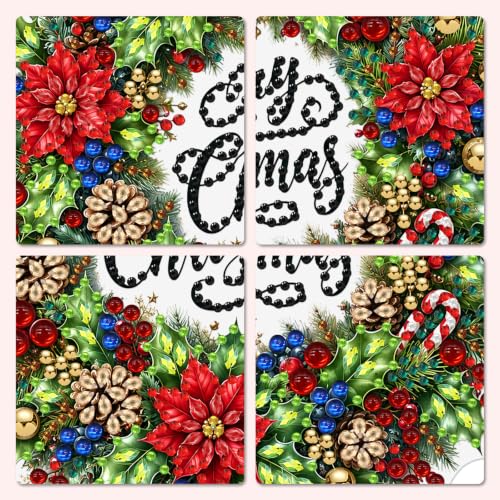 MXJSUA Christmas Hanging Diamond Art Kits for Adults, Xmas Wreath Diamond Art Window Suncatcher Pendant Kits, DIY Special Shaped Crystal Diamond Ornaments Painting Accessories for Decor Gift - color: Wreath