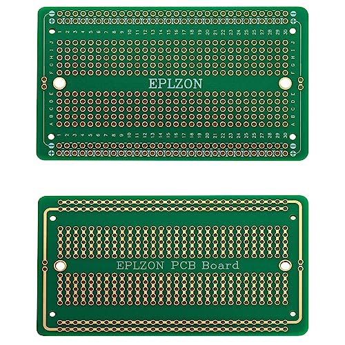 Solderable Breadboard PCB Board Gold-Plated Solder Breadboard for DIY Electronics Projects Apply to Arduino Soldering Projects 3.5"x2.05" (5 Pack + 2 Mini Board, Green) - color: Green