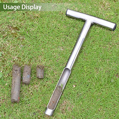 Soil Probe 12 Inch with 2 Bags, Soil Sample Probe for Lawn House Plants, T-Handle Soil Sampler Probe Rod Tool Set, Stainless Steel Soil Test Kits Tool for Soil Sampling - size: 12"