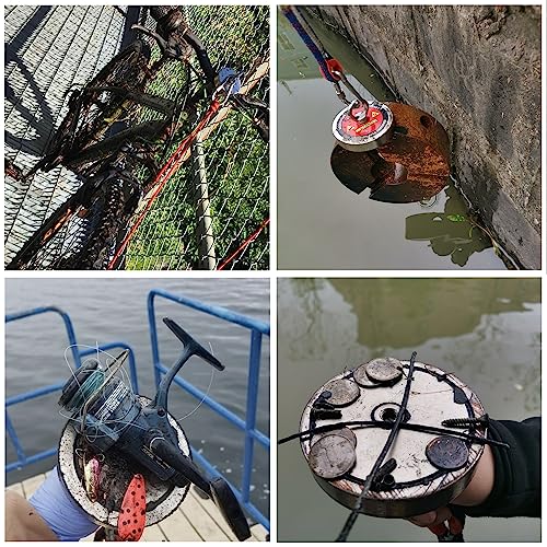 MUTUACTOR Fishing Magnet Kits Heavy Duty,1400lb Φ4.21'' Super Strong Noedymium Rare Earth Magnets with 65Ft Rope,Anti-Slip Gloves,Waterproof Bag,Plastic Scraper for Retrieving Treasure in Rivers - style: 1400lb Magnet--Φ 4.21"