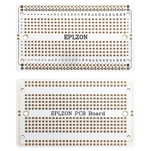 Solderable Breadboard PCB Board Gold-Plated Solder Breadboard for DIY Electronics Projects Apply to Arduino Soldering Projects 3.5"x2.05" (5 Pack + 2 Mini Board, White) - color: White
