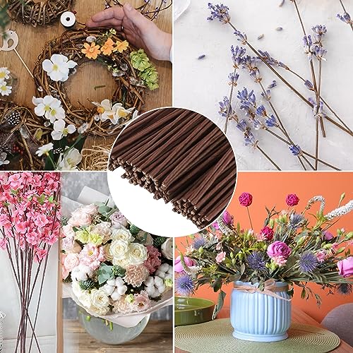 120 Pack Floral Wire Stems for Paper Flower Crafts - 2 Gauge, 16 Inch Artificial Wreath Making Supplies (Brown) - size: 2 Gauge Brown