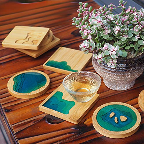 FUNSHOWCASE Wood Coaster Set Epoxy Resin Casting Craft Kit River Edge 5-Count (Pack of 2) - size: 3.58 x 0.39 inches (Pack of 2)