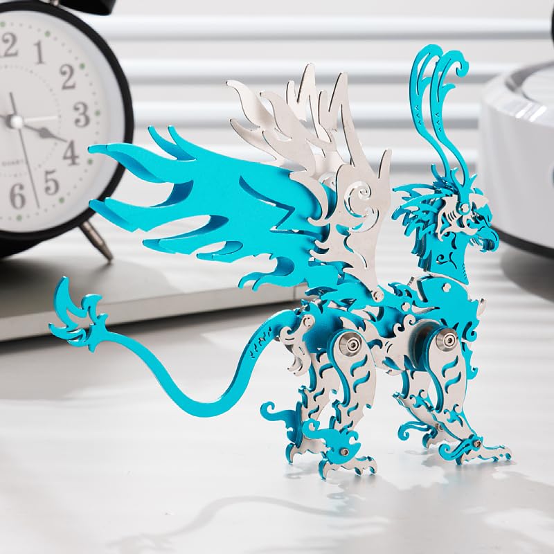 3D Metal Puzzle The Meow Meow Family Cat, Gu Diao Blue - color: Gu Diao Blue