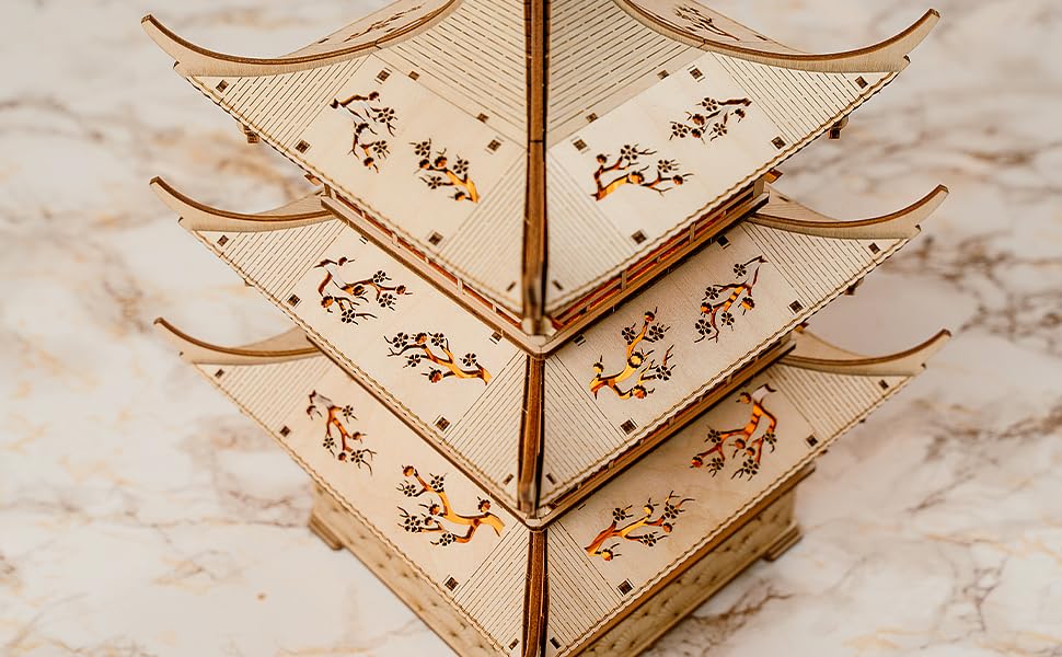 Wood Trick Harmony Tower Pagoda 3D Wooden Puzzles for Adults to Build