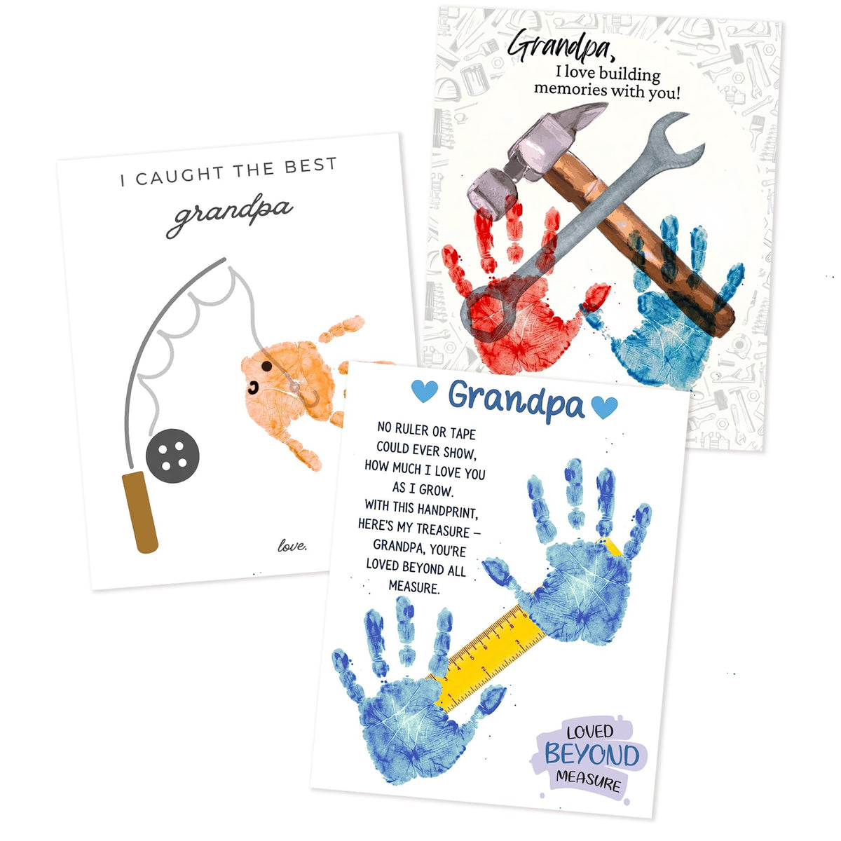 Fathers Day Grandpa Gifts Crafts from Kids - Custom Handprint Set 3, Personalized Best Grandpa Ever Handprint Kit Family Handprint Craft - color: MyGrandpa