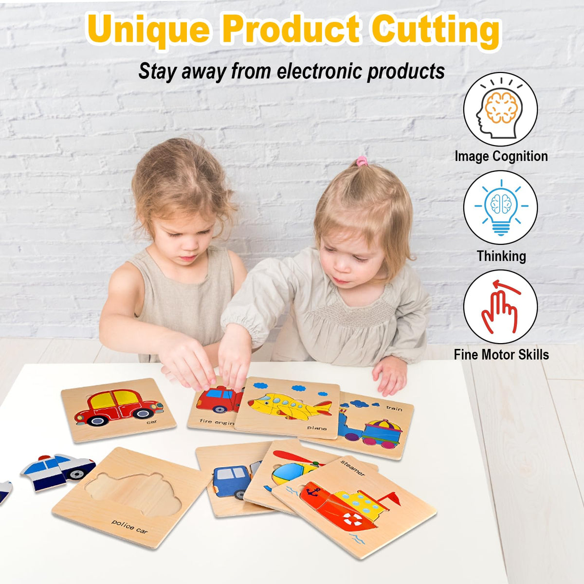 Wooden Puzzles for Toddlers 1-3, Toddler Puzzles Ages 2-4 - style: Vehicle Theme