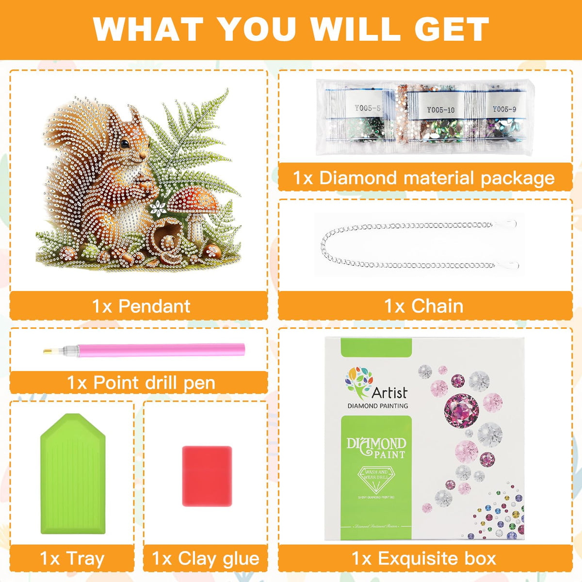 NAIMOER Fall Diamond Art Hanging Kits for Adults, Squirrel 5D Special Shaped Rhinestone, DIY Acrylic Diamond Art Painting Window Pendants Home Garden Wall Hanging Ornament Kits, Double Sided - color: Squirrel
