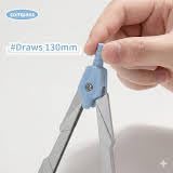 8 Pc Geometry Set with Storage Box - Metal Compass, Ruler and Protractor Kit with Pencil Eraser for Students - color: Blue