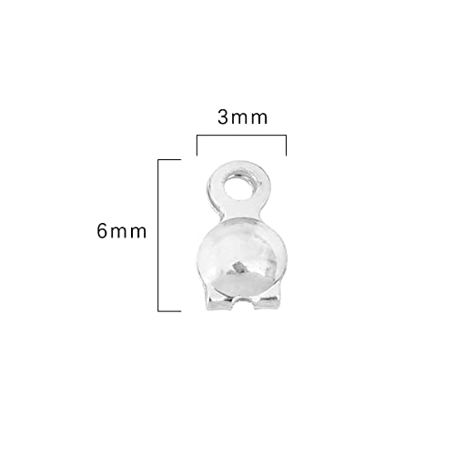BEADIA Silver Plated End Caps Non Tarnish 3x6mm 200pcs for Jewelry Making Findings - color: End Caps Silver, size: 3x6mm