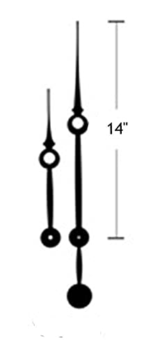 Clock Parts High Torque Clock Movement (Silent Sweep) Extended Shaft with 9/16" Threaded Shaft and 14 in. Long Balanced Black Fancy Sword Hands (No7), Clock Movements, Large Wall Clock, Non Ticking,