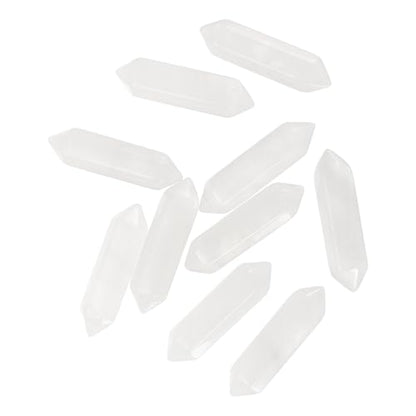 MECCANIXITY 10 Pack Clear White Quartz Crystals, Polished Crystals Bulk Hexagonal Shaped Meditation Gemstone for Jewelry Making Energy Balance Accessories Gifts - color: Clear White