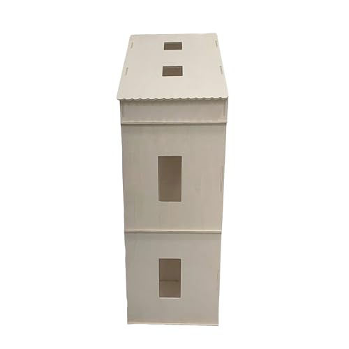 Make Market DIY Two-Story Dollhouse Kit, Unfinished Plywood Assembly Project, Natural, 36" Height, 22-Piece Set