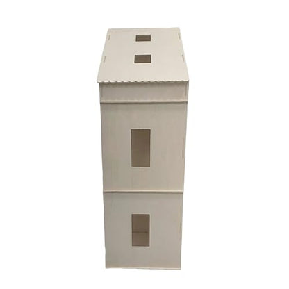 Make Market DIY Two-Story Dollhouse Kit, Unfinished Plywood Assembly Project, Natural, 36" Height, 22-Piece Set