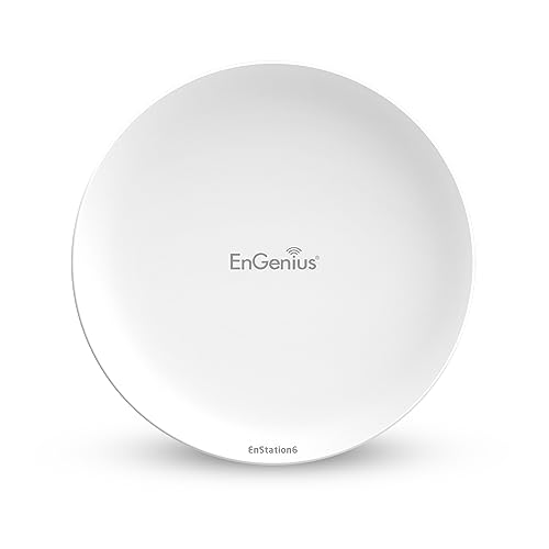 EnGenius EnStation6 Outdoor Wi-Fi 6 Wireless Bridge, 5GHz, 1200 Mbps, 2x2 MIMO, 19 dBi Antenna, 26 dBm, IP55, Long-Range Point-to-Point Up to 18km, Gigabit Port, Weatherproof - size: SINGLE, style: AX