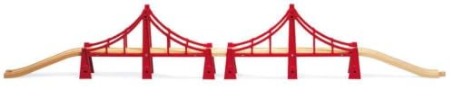 BRIO World Double Suspension Bridge - FSC-Certified Longest Wooden Train Track Bridge - Compatible with All BRIO Railway Sets - 5-Piece Set of 2 Bridges & 3 Tracks - Creative Fun for Kids Ages 3 & Up