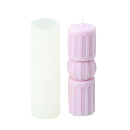 Geometric Striped Hourglass Pillar Silicone Soap Resin Candle Mold Decor S - size: Thicker Stripe S