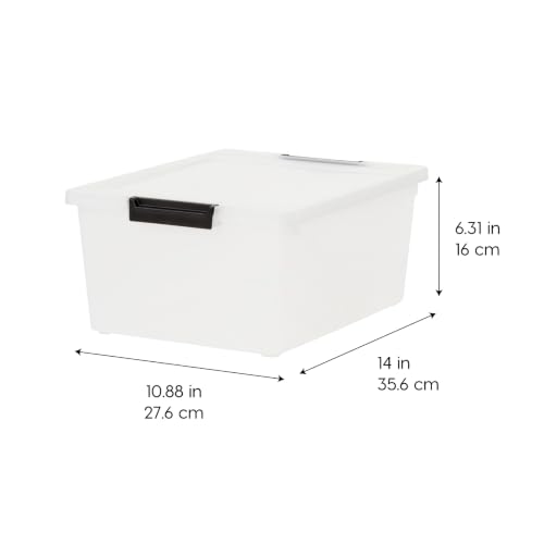 IRIS USA 4-Pack 12 Qt Storage Bins with Lids, Plastic Box, Clear/Black - color: Clear/Black, size: 12 Qt. - 4 Pack