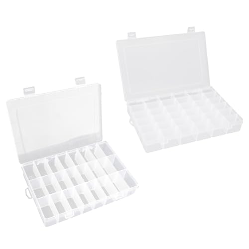OALCQ 24 Grids 36 Grids 2 Pcs Bead Organizer Box Tackle Box Organizers and Storage Rock Collection Storage Boxes - size: 24 and 36 grids 2 pcs