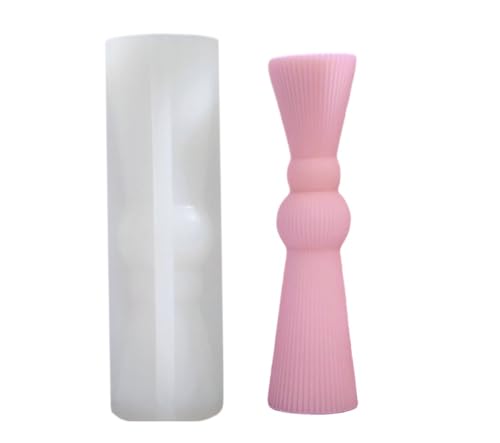 Hourglass Geometric Pillar Silicone Mold Stripe Column Candle Resin Mold- L - size: Hourglass L